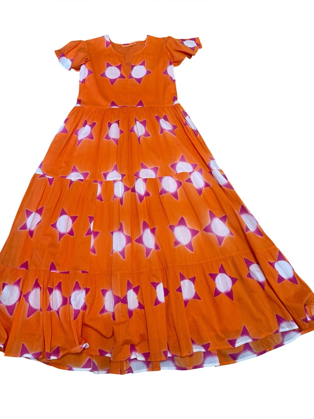 Oliphant Smocked Back Maxi in Mela Orange Size S NWOT